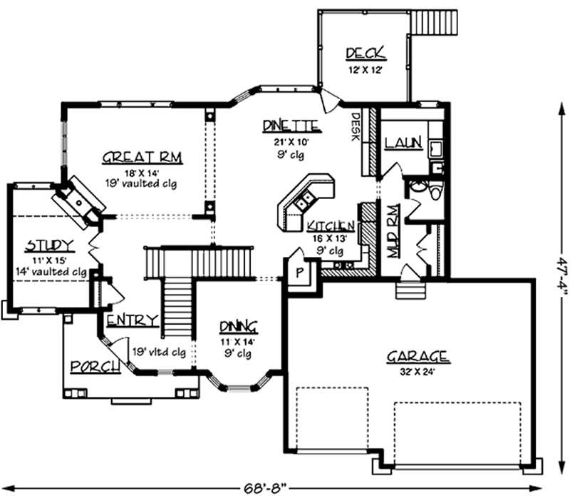 Floor Plan First Story of Colonial Plan #146-1969