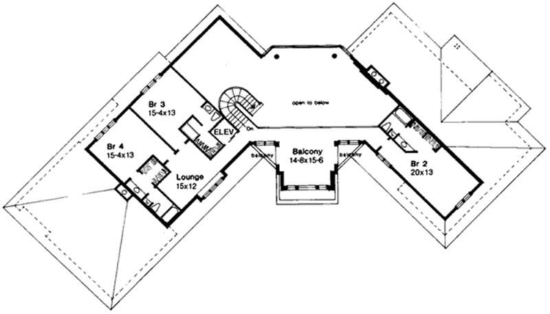 Floor Plan Second Story of Luxury Plan #146-1976