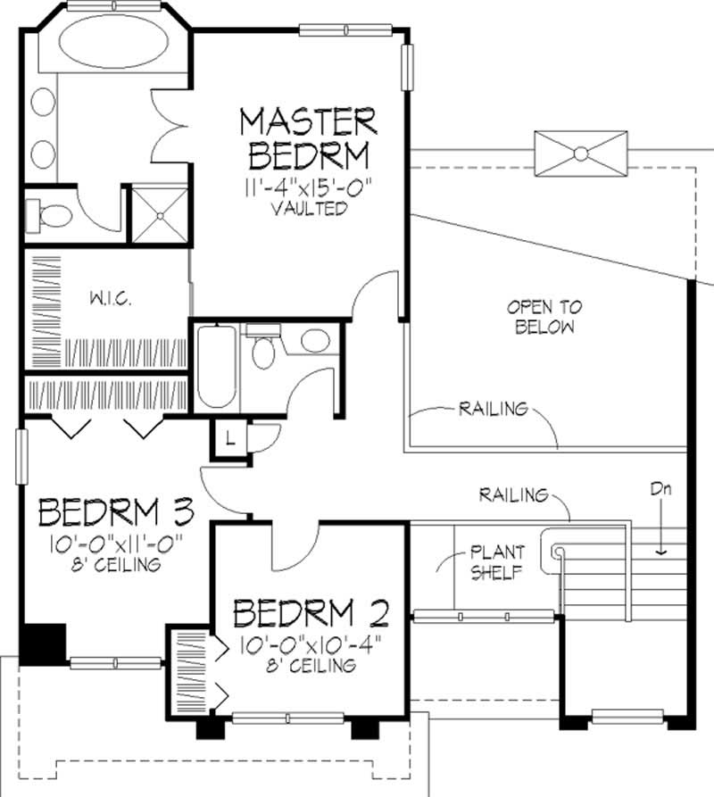 Floor Plan Second Story of European Plan #146-1980