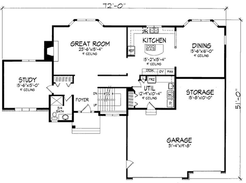 Floor Plan First Story of European Plan #146-1984