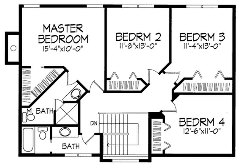 Floor Plan Second Story of European Plan #146-1984