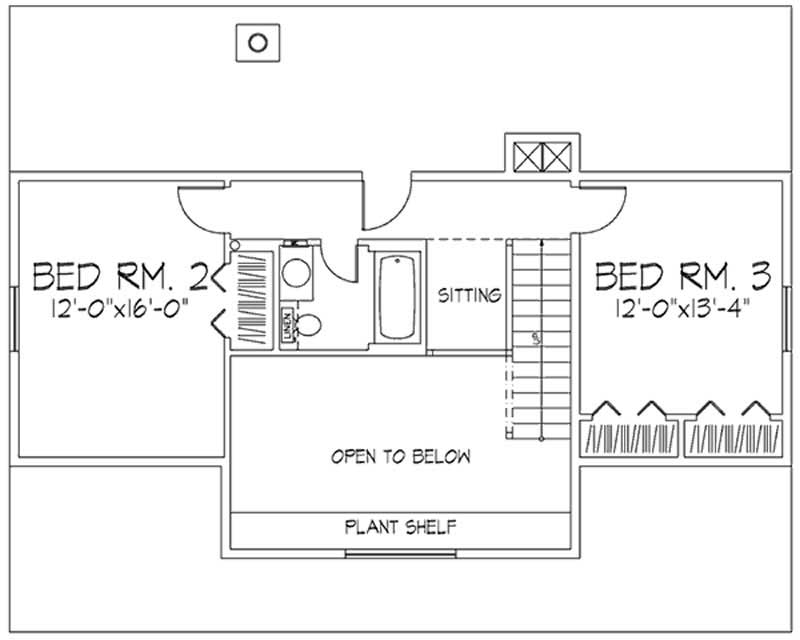 Floor Plan Second Story of Country Plan #146-1985