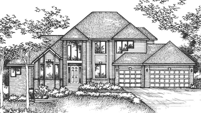 Home Plan Front Elevation of this 4-Bedroom,3123 Sq Ft Plan -146-1988