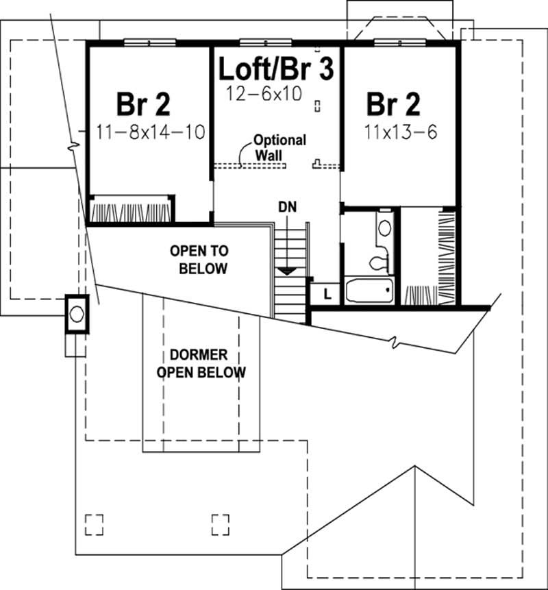 Floor Plan Second Story of Ranch Plan #146-1989