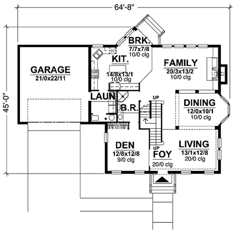 Floor Plan First Story of Colonial Plan #146-1990
