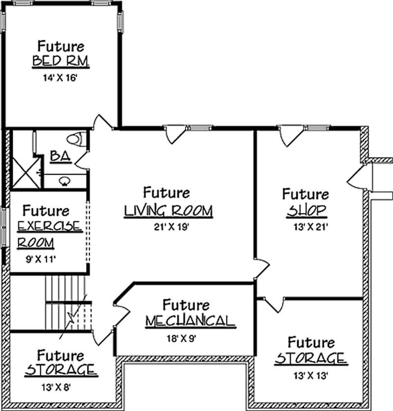 Floor Plan Basement of Prairie Plan #146-1991