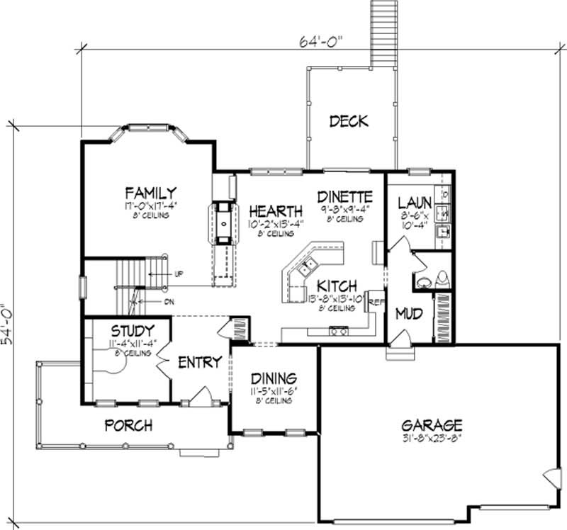 Floor Plan First Story of Country Plan #146-1993