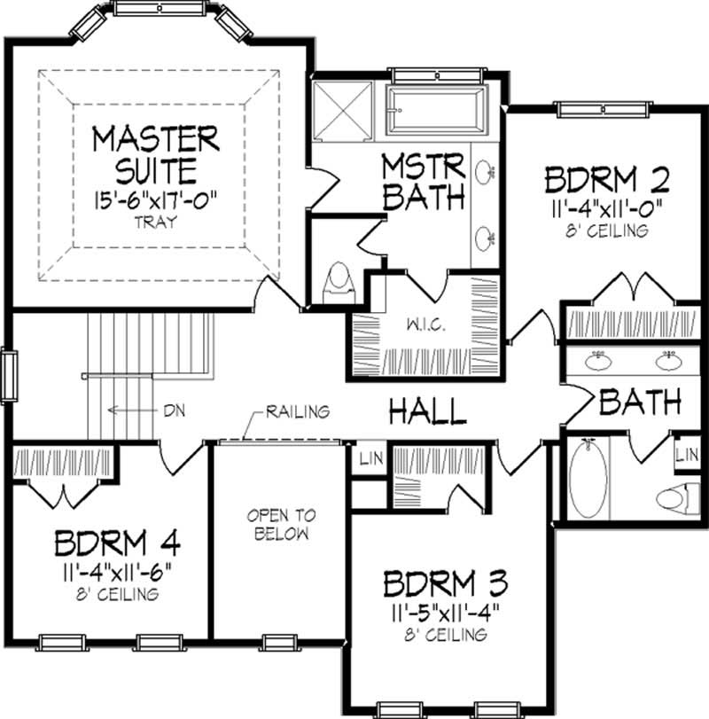 Floor Plan Second Story of Country Plan #146-1993