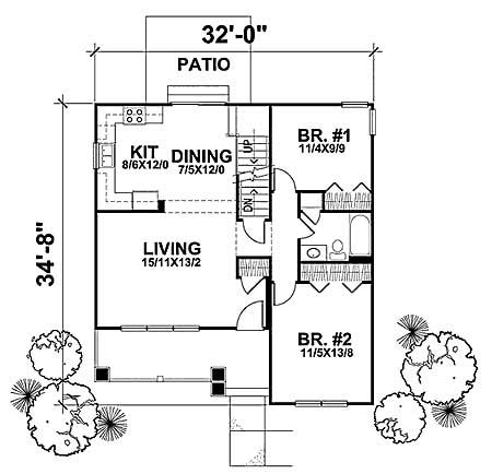 Floor Plan First Story of Craftsman Plan #146-1996