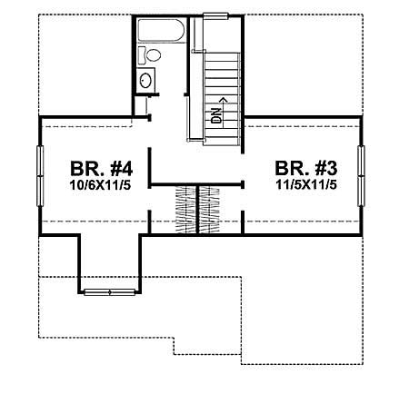 Floor Plan Second Story of Craftsman Plan #146-1996