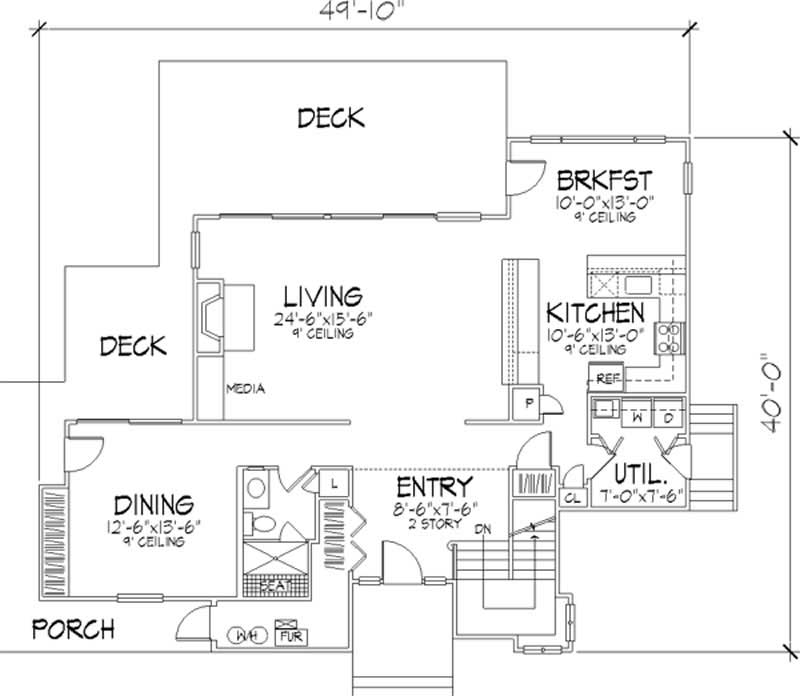 Floor Plan First Story of Country Plan #146-2000