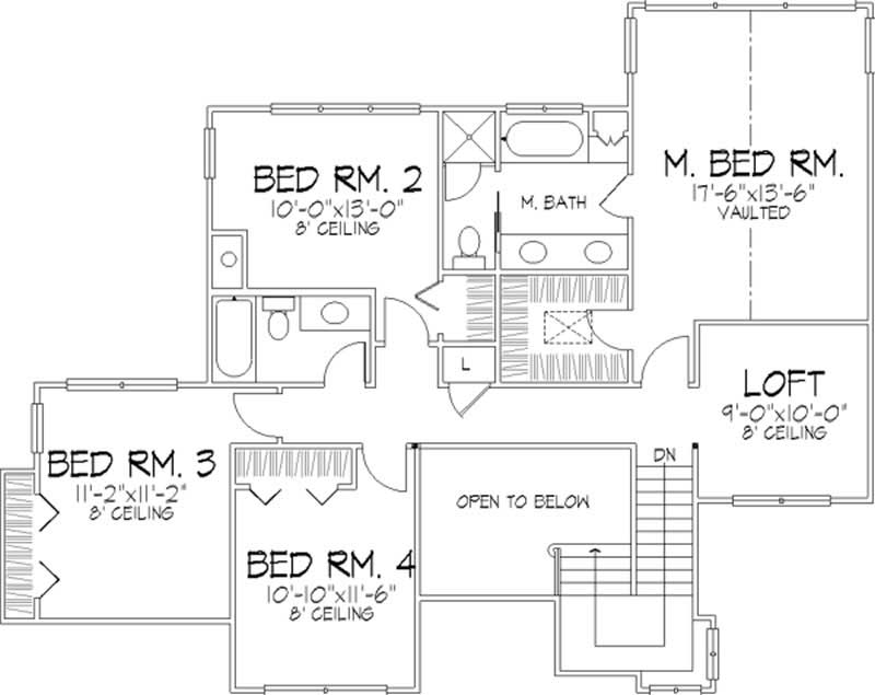 Floor Plan Second Story of Country Plan #146-2000