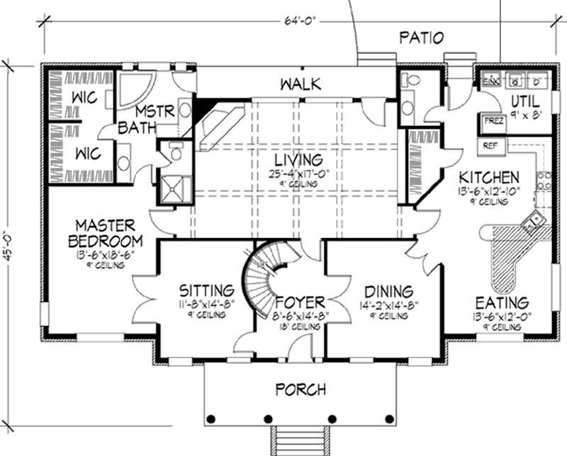 Floor Plan First Story of Colonial Plan #146-2001