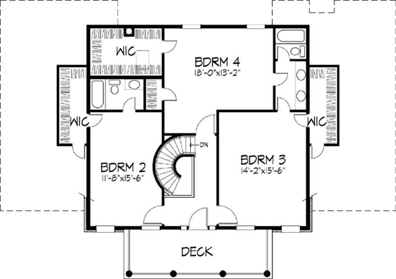 Floor Plan Second Story of Colonial Plan #146-2001