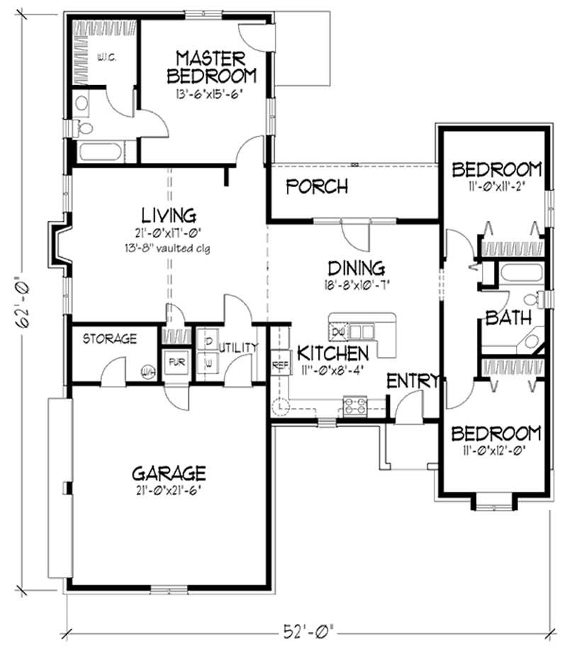 Floor Plan First Story of Tudor Plan #146-2007