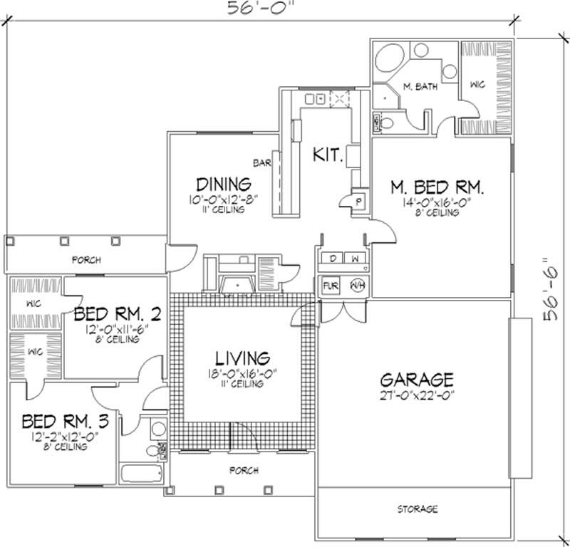 Floor Plan First Story of Country Plan #146-2008