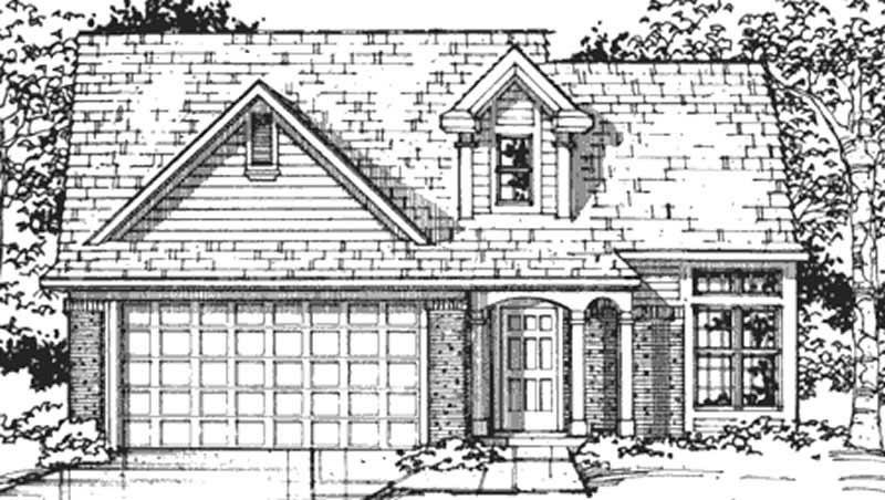Home Plan Front Elevation of this 4-Bedroom,1589 Sq Ft Plan -146-2013