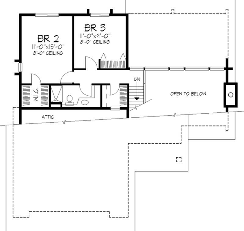 Floor Plan Second Story of Cape Cod Plan #146-2014
