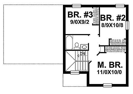 Floor Plan Second Story of Country Plan #146-2020