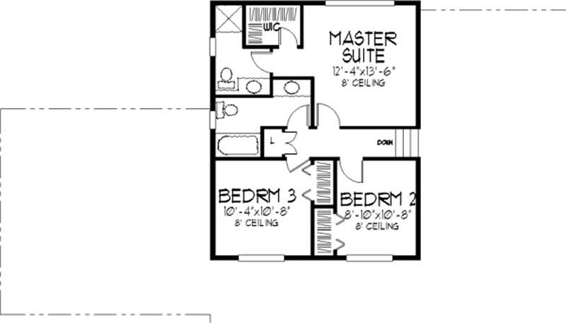 Floor Plan Second Story of Tudor Plan #146-2022