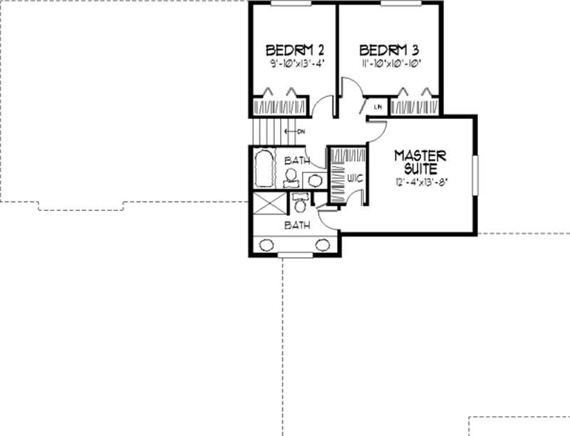 Floor Plan Second Story of Tudor Plan #146-2028