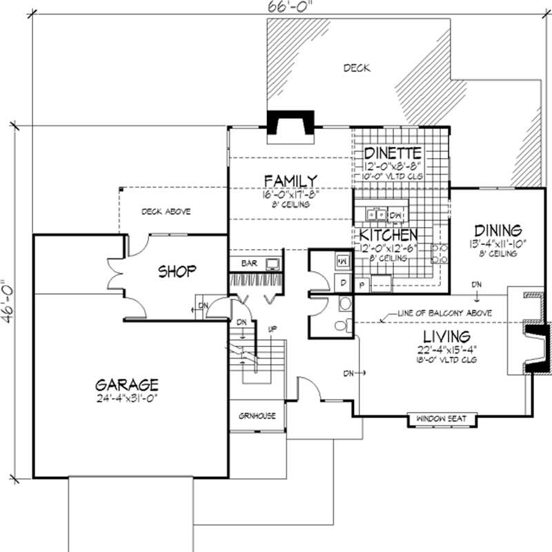 Floor Plan First Story of Colonial Plan #146-2030