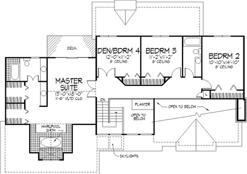 Floor Plan Second Story of Colonial Plan #146-2030