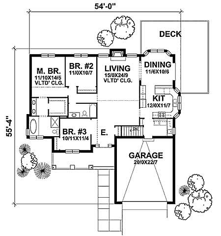 Floor Plan First Story of Bungalow Plan #146-2037
