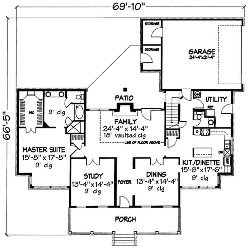 Floor Plan First Story of Colonial Plan #146-2038
