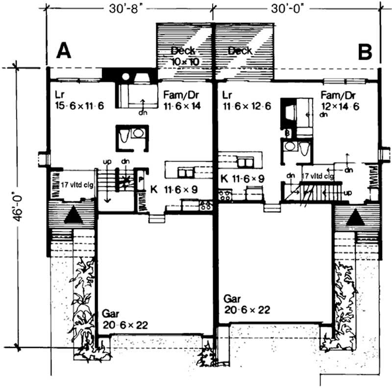 Floor Plan First Story of Modern Plan #146-2040
