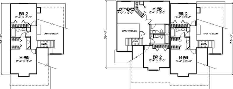 Floor Plan Second Story of Multi-Unit Plan #146-2041