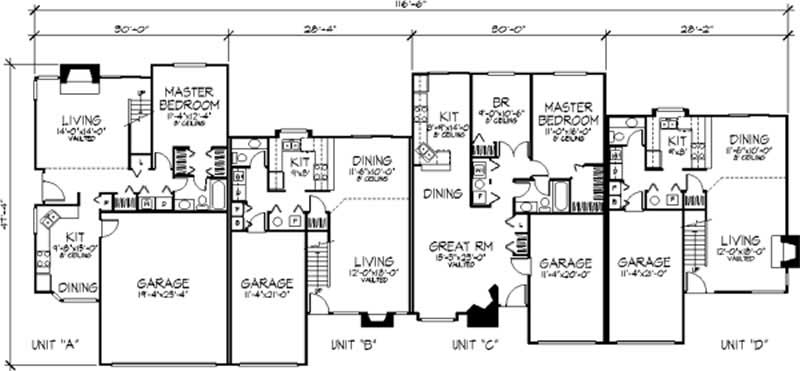 Floor Plan First Story of Multi-Unit Plan #146-2044