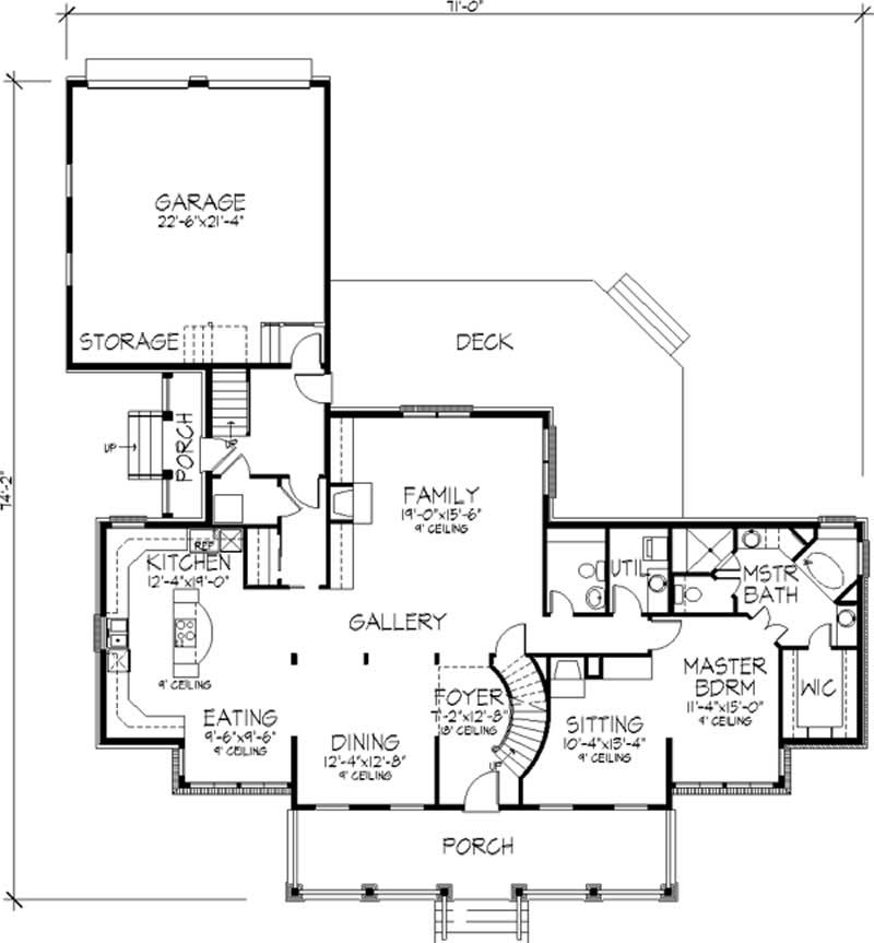 Floor Plan First Story of Country Plan #146-2047