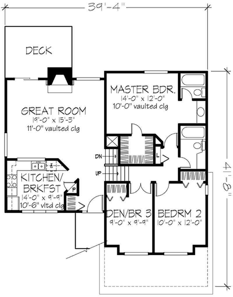 Floor Plan First Story of Cottage Plan #146-2048