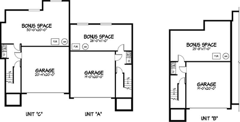 Floor Plan Basement of Multi-Unit Plan #146-2050