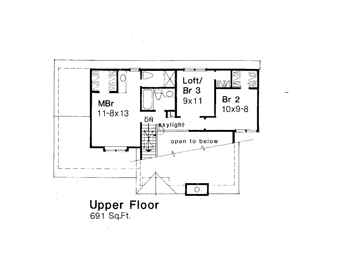 Floor Plan Second Story of Craftsman Plan #146-2051