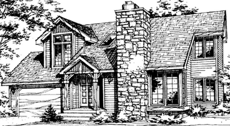 Home Plan Front Elevation of this 2-Bedroom,1359 Sq Ft Plan -146-2051