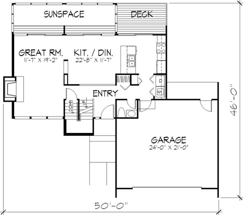 Floor Plan First Story of Modern Plan #146-2054