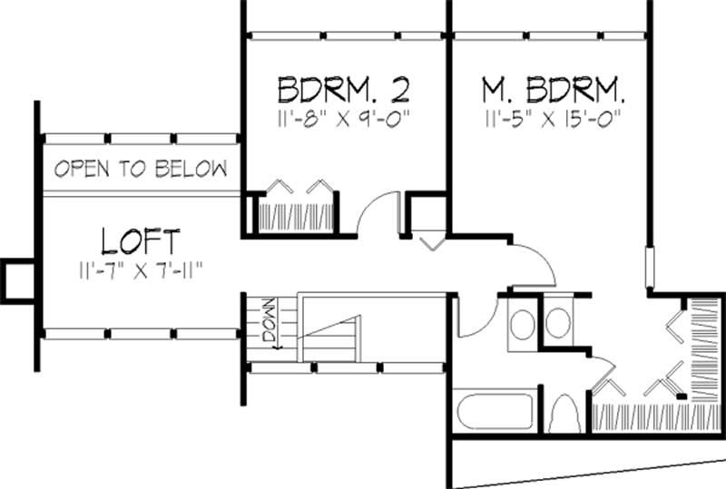 Floor Plan Second Story of Modern Plan #146-2054