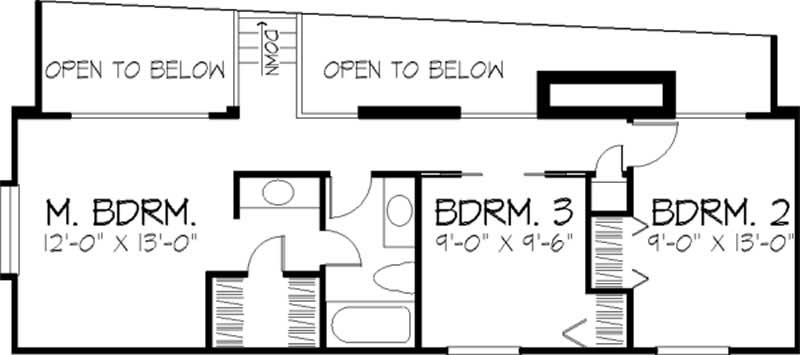 Floor Plan Second Story of Modern Plan #146-2057