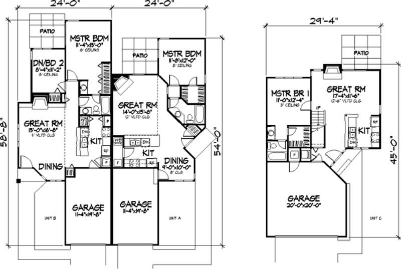 Floor Plan First Story of Multi-Unit Plan #146-2058