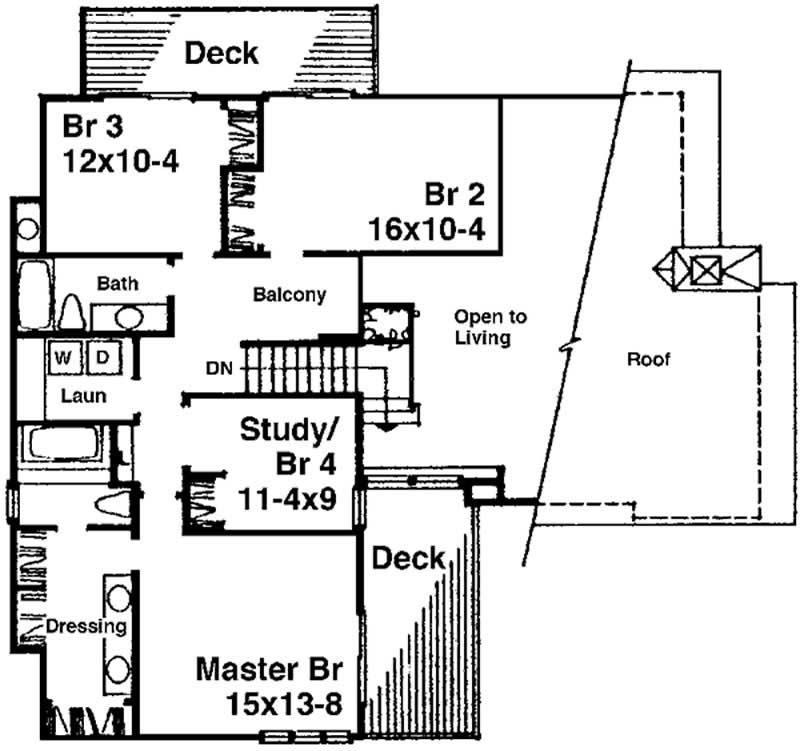 Floor Plan Second Story of Contemporary Plan #146-2059
