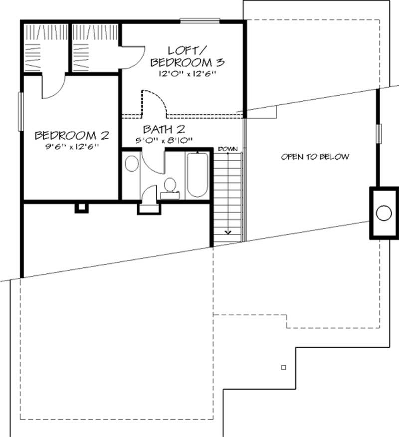 Floor Plan Second Story of Modern Plan #146-2070