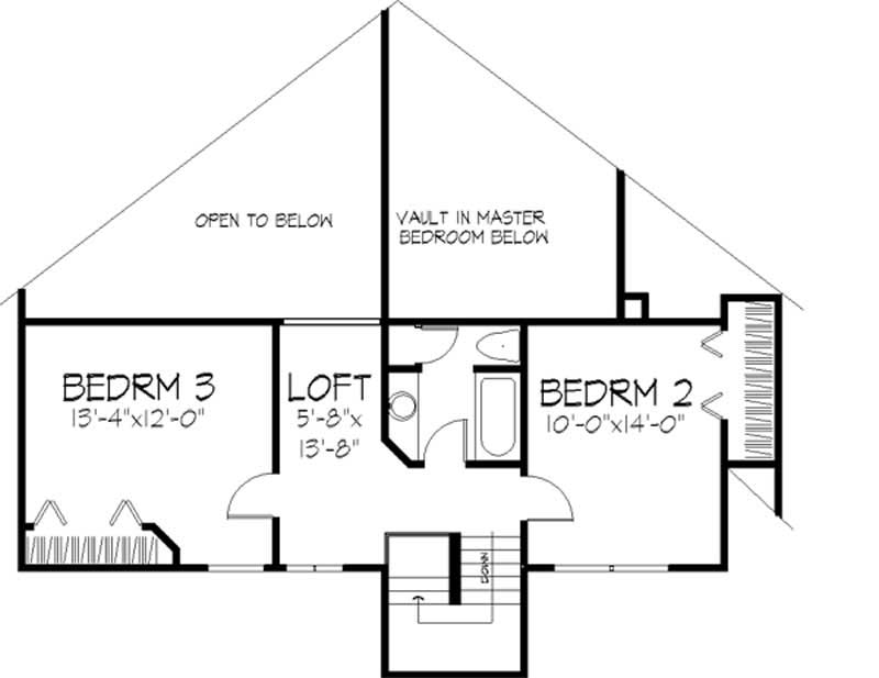 Floor Plan Second Story of Contemporary Plan #146-2072