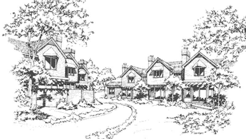 Front view of Duplex/Multi-Unit home (ThePlanCollection: House Plan #146-2073)