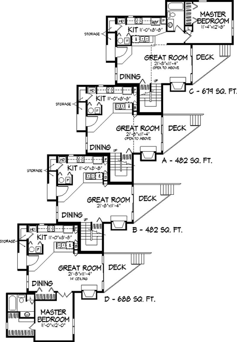 Floor Plan First Story of Multi-Unit Plan #146-2073