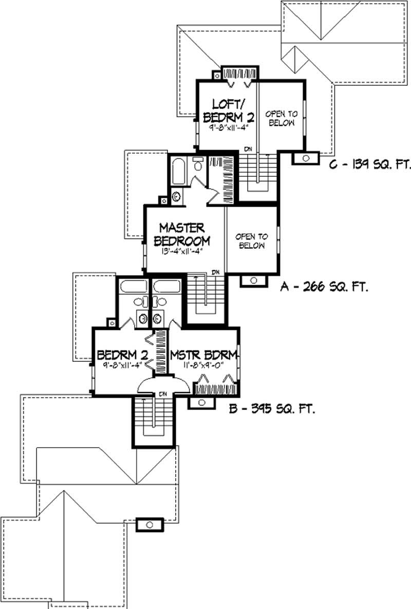 Floor Plan Second Story of Multi-Unit Plan #146-2073