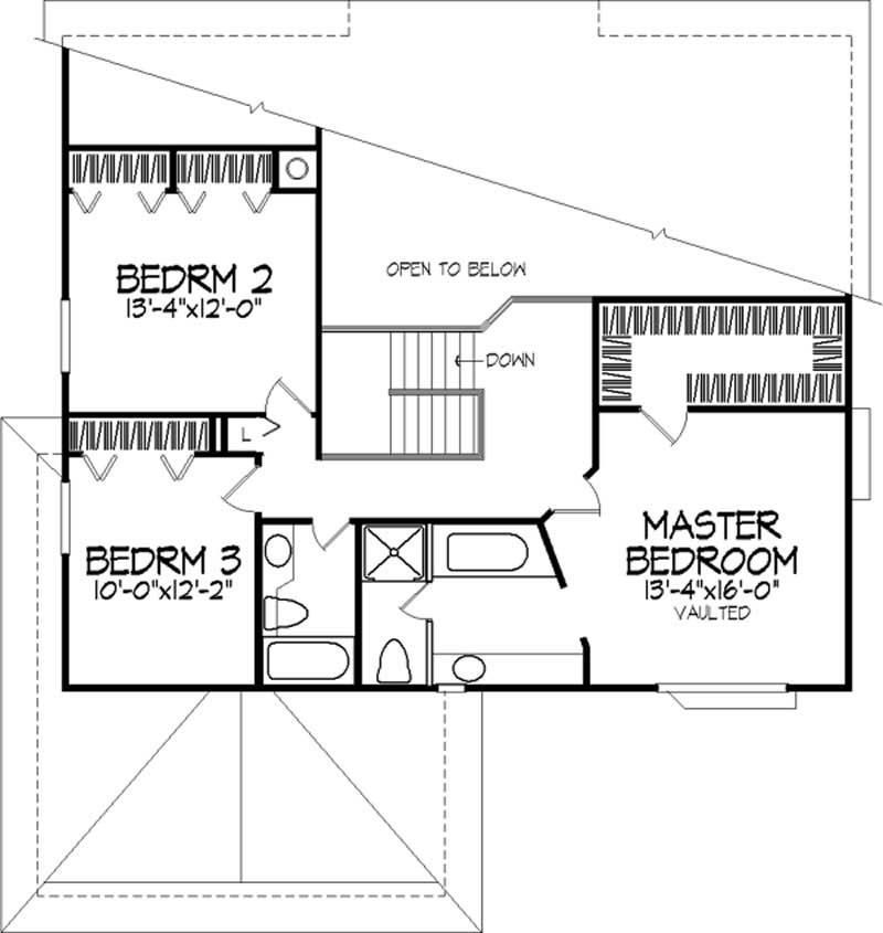 Floor Plan Second Story of Country Plan #146-2077