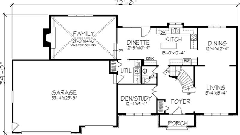 Floor Plan First Story of Colonial Plan #146-2082