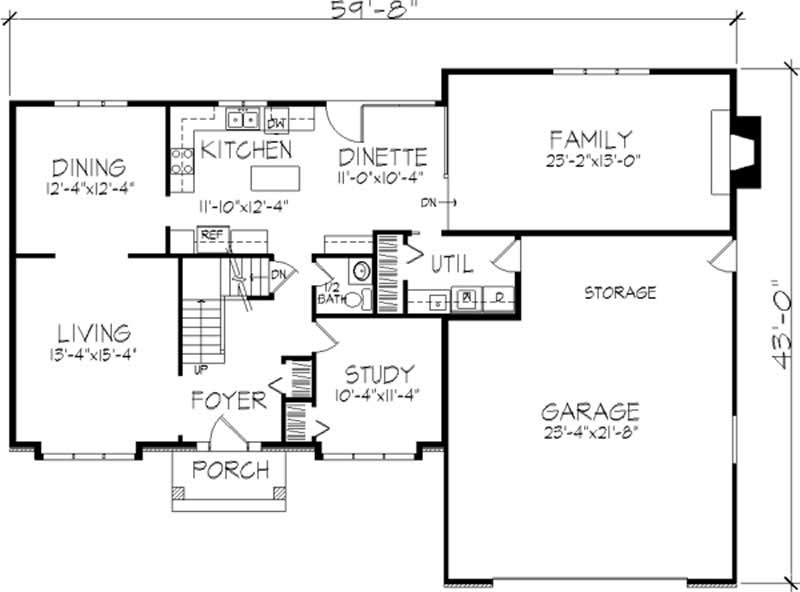 Floor Plan First Story of Tudor Plan #146-2084